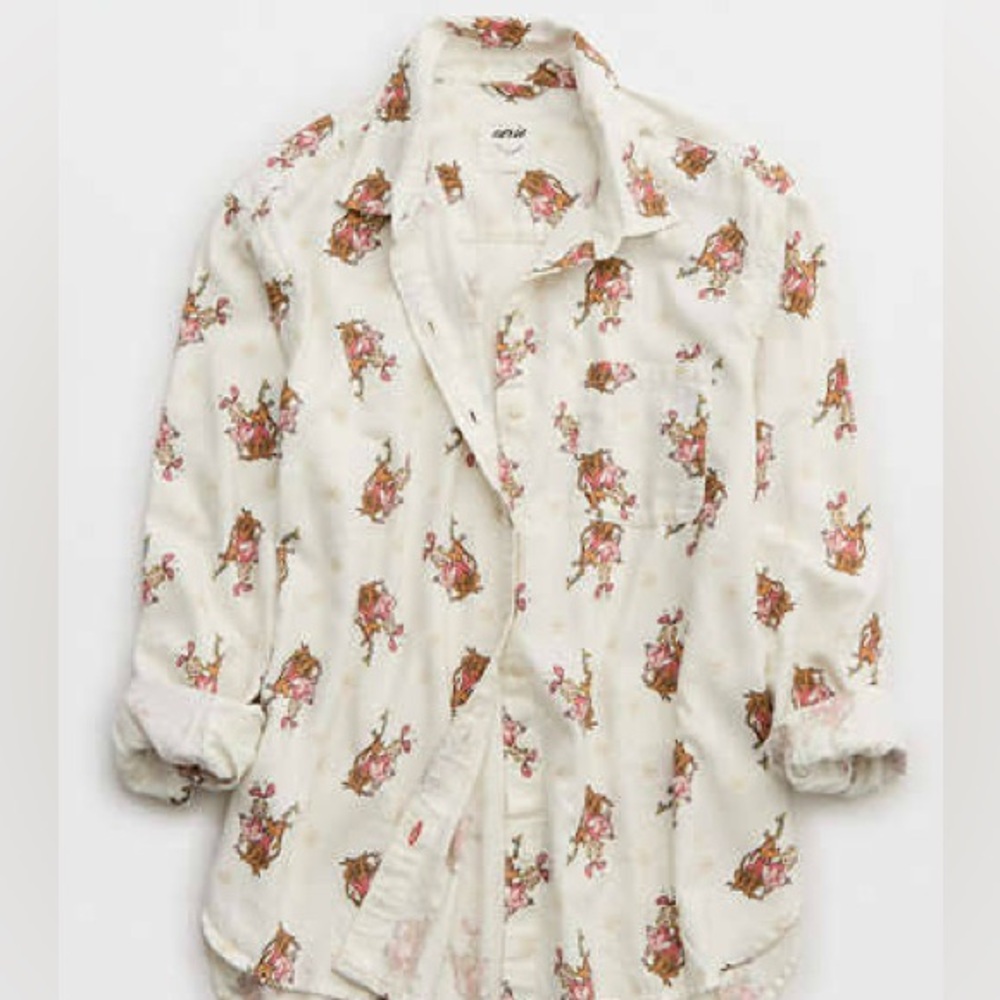 Aerie Cindy Lou Pajama Flannel Top- Size S